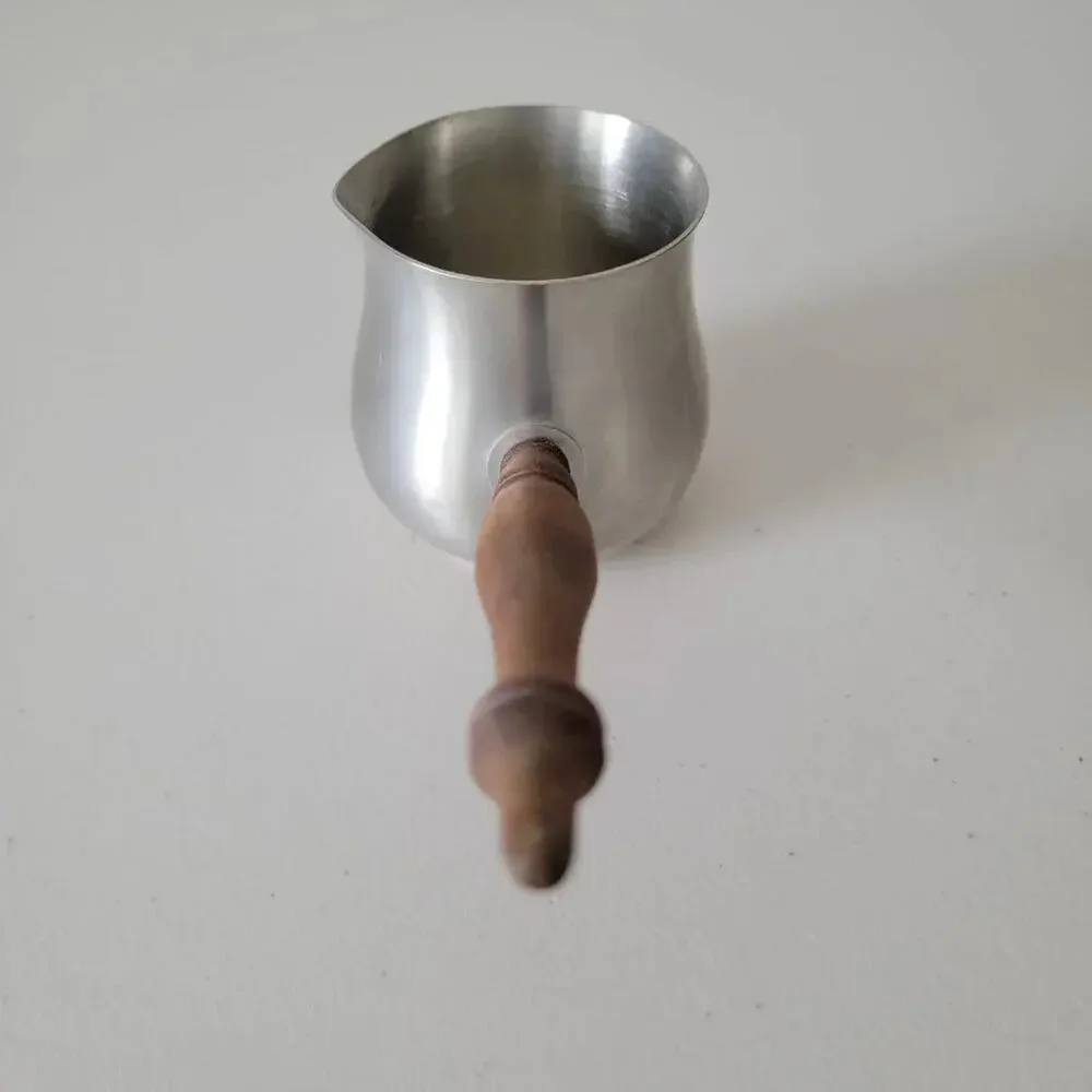 Vintage International Pewter Brandy Warmer Stainless Steel with Wooden Handle